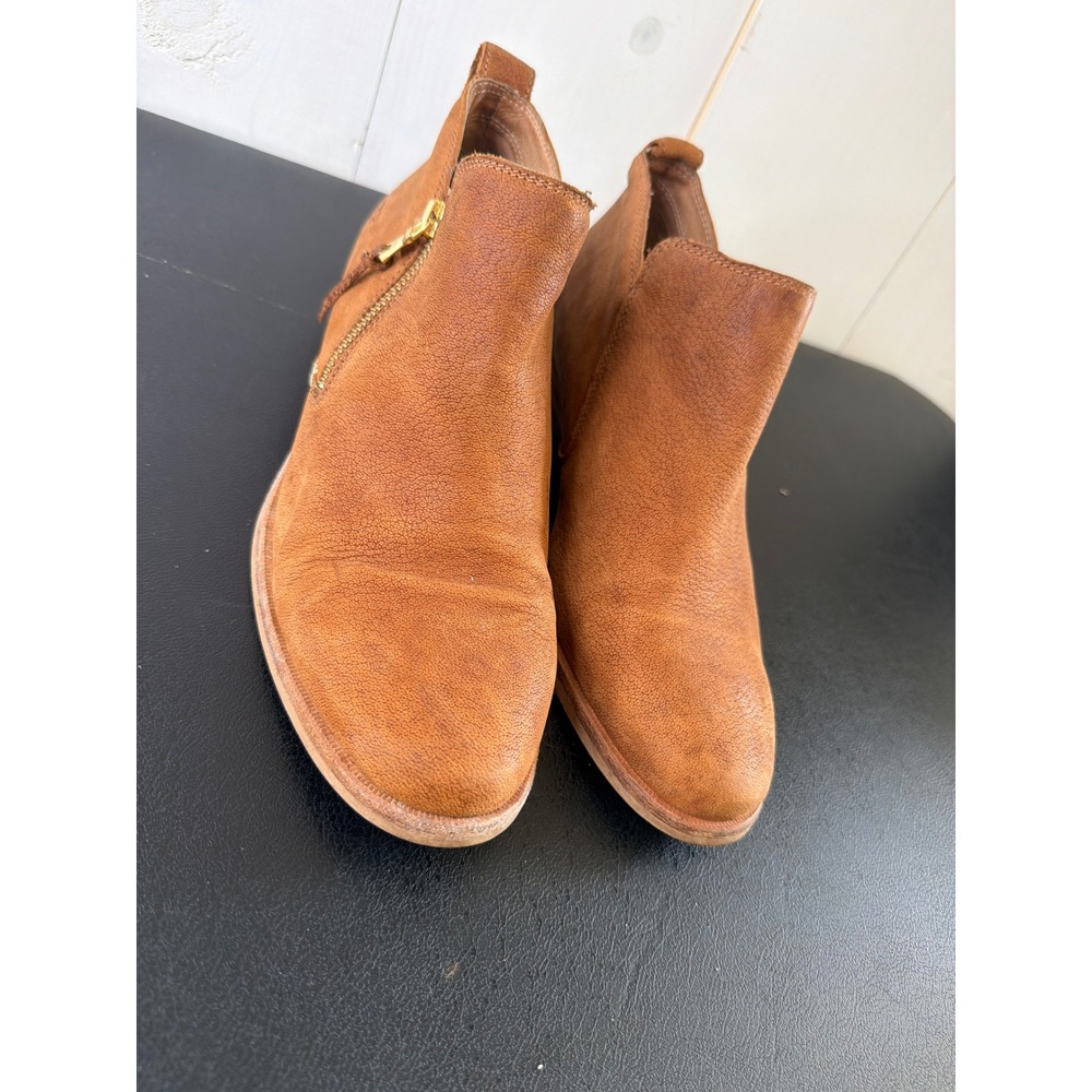 UGG Womens Tan Leather Ankle Boots Side Zip Booties 1020262 Size 10